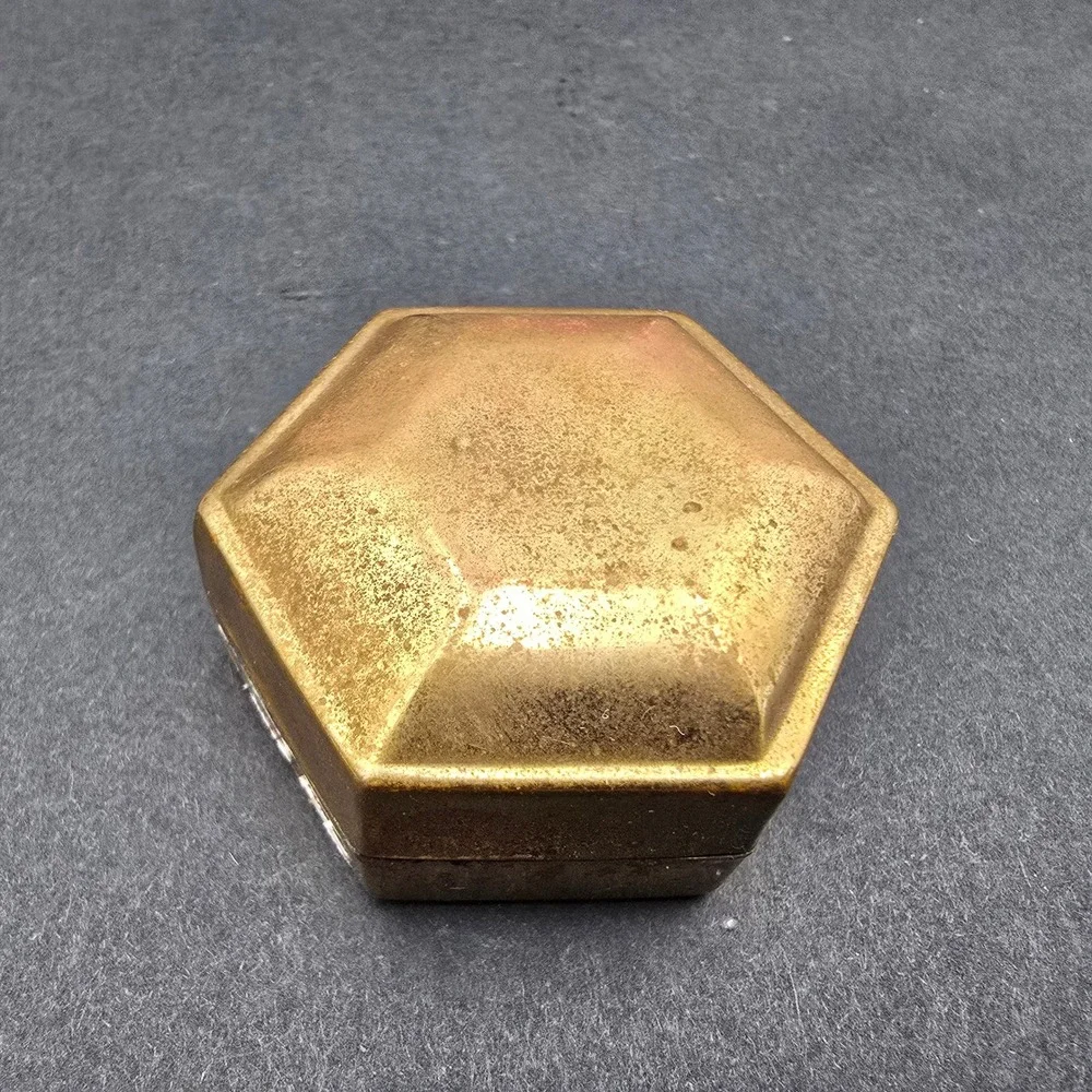 Vintage Bachmans Hexagon Brass Trinket Box Made in India Small Ring Case